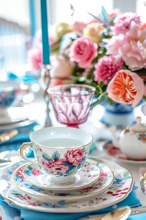 Charming Tea Party Table Settings Ideas for Your Event Afternoon Tea Tablescape, High Tea Table Setting Ideas, High Tea Party Decorations Table Settings, Tea Party Table Settings Ideas, High Tea Decorations, High Tea Party Decorations, Tea Party Table Decorations, Tea Decorations, Tea Party Tablescape