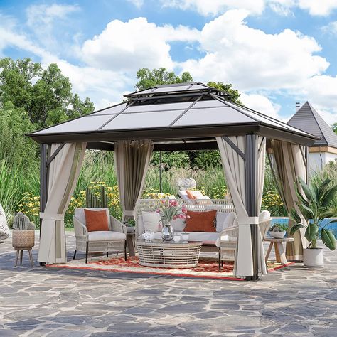 Roof Patio, Gazebo On Deck, Large Gazebo, Hardtop Gazebo, Outdoor Pavilion, Patio Curtains, Gazebo Canopy, Pergola Canopy, Outdoor Gazebos