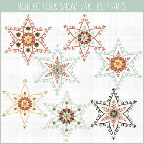 Nordic snowflakes clipart, Christmas clipart, Winter clipart, folk clipart for commercial use, royalty free clipart, P196 Mandela Paintings, Scandinavian Crafts, Drawn Snowflakes, Nordic Snowflake, Snowflake Clipart, Norwegian Christmas, Royalty Free Clipart, Winter Clipart, Digitized Embroidery Designs