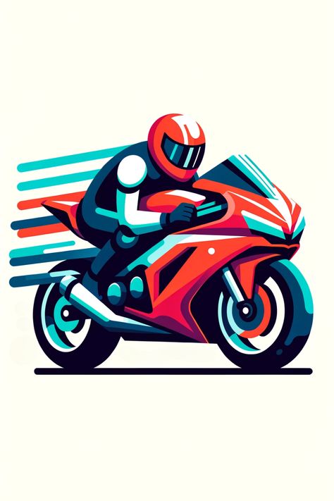 This is a simple yet cool, minimal illustration of a sports bike with a rider. This art is generated using AI. Bike Illustration Simple, Minimal Illustration, Bike Illustration, Sports Bike, Illustration Simple, Sport Bikes, Modern Design, Digital Art, Bike