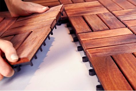 IKEA Garden Decking. Perfect if you have an apartment but want your patio to look pretty! Plus, when you move you can just put it in your next place! Ikea Garden Decking, Ikea Garden, Balcon Mic, Garden Decking, Diy Home Decor For Apartments, Apartment Patio, Pergola Plans, Pergola Kits, Deck Garden