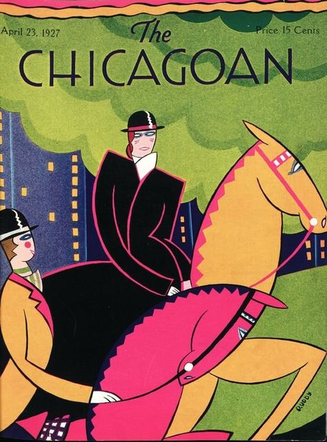 (108 pieces jigsaw puzzle) Published from June 1926–April 1935, The Chicagoan is a tiny footnote in magazine history, noteworthy mostly for its intentional mimicry of The New Yorker. By highlighting its literary and artistic greatness, the title attempted to counter Chicago’s thuggish reputation established by Al Capone and co. with reviews of music, art, and drama as well as editorial comment, cartoons, and snappy dispatches on local events unashamedly borrowing the format of The New ... Sven Brasch, Chicago Library, Underground Culture, Art Deco Illustrations, New Yorker Covers, Art Deco Illustration, Vintage Magazine Covers, Chicago Art, My Kind Of Town