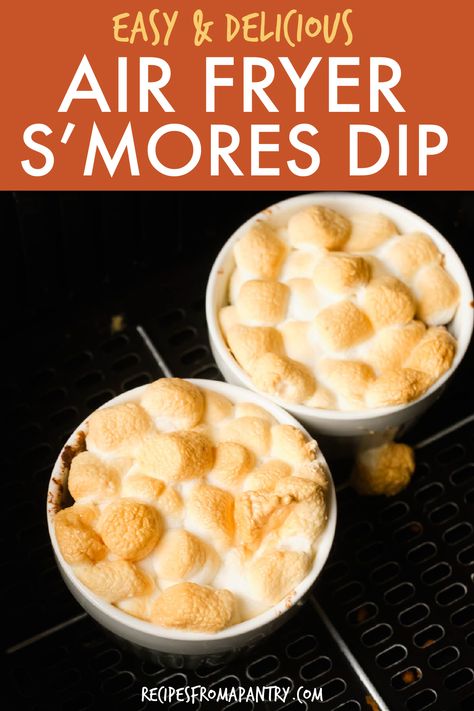 No Fire Smores, Air Fryer Marshmallow Recipes, S’more Dip Crockpot, Healthy Smores Dessert, Air Fryer Smores Recipes, Air Fryer Smores Dip, Airfryer Smores Dip, Air Fryer Marshmallow, Smores Without Fire