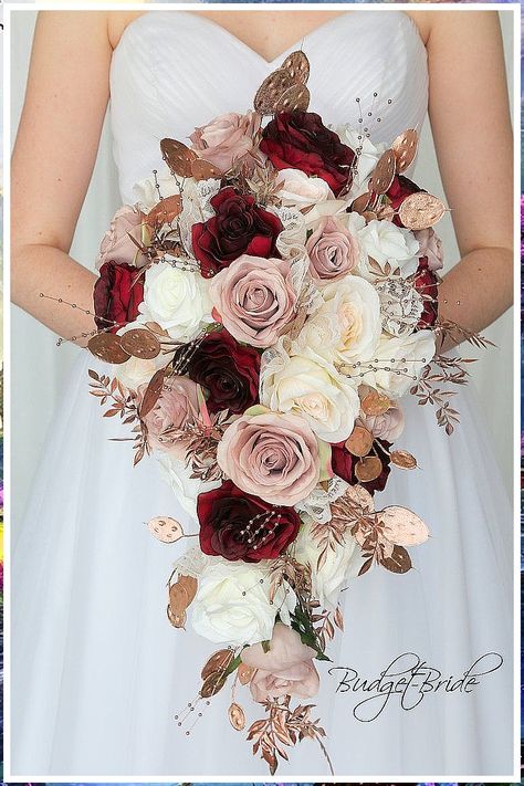 Winter Wedding Flowers - All you need to conquer your day, night and world - Anything and Everything! - Click to visit IMMEDIATELY! Wine Wedding Flowers, Rose Gold Wedding Flowers, Gold Wedding Flowers, Bridal Wedding Flowers, Bridal Brooch, Brides Bouquet, Wedding Brides, Brooch Bouquet, Wine Wedding