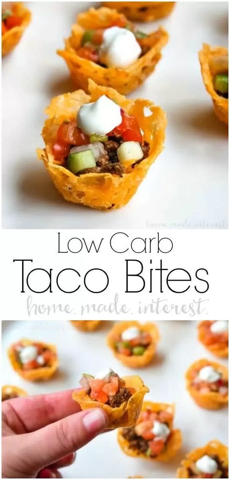 Low Carb Taco Bites | These low carb taco cups are an easy low carb recipe that can be a low carb appetizer for Christmas, New Year’s, brunch, or just a quick healthy lunch for those on a low carb diet. The cheesy shells are a keto recipe that will make all of your low carb friends happy! #lowcarb #keto #ketorecipes #lowcarbrecipes #taco #appetizer #brunch #cheese Cheesy Shells, Appetizer For Christmas, Low Carb Appetizer, Taco Bites, Low Carb Taco, Taco Cups, Quick Healthy Lunch, Low Carb Tacos, High Carb Foods