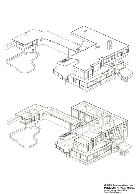 axo_Mairea house Villa Mairea, Alvar Aalto Architecture, Alvar Alto, Maquette Architecture, Conceptual Model Architecture, Architecture Drawing Plan, Archi Design, Architecture Design Sketch, Architectural Sketch