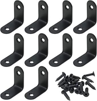 Dasunny 2-Hole Shelf Support Corner Brace, 30mm(L) x30mm(H) x2mm(T) Stainless Steel 90 Degree Angle Joint Brackets for Shelves or Furnitures, Pack of 10 (Black) Brackets For Shelves, Corner Brace, Shelf Support, Shelf Supports, Types Of Furniture, Black Everything, Shelf Brackets, 90 Degrees, Knife Block