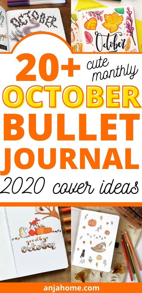 Bujo October Theme, October Bullet Journal Cover Ideas, October Journal Cover, October Bujo Theme, October Bujo Cover, October Bullet Journal Cover, Monthly Cover Ideas, Planner Cover Page, October Bujo