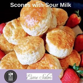 Scones with Sour Milk #SourMilk #shareEScare #wastenot Sour Milk Scones Recipe, Sour Milk Biscuits, Baking With Sour Milk, Amasi Scones Recipe, How To Use Sour Milk, Milk Scones Recipe, Sour Milk Recipes Baking, Recipe Using Sour Milk, Sour Cream Coffee Cake Muffins