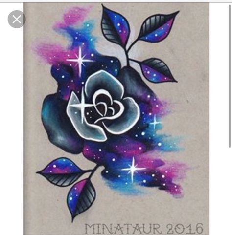 This is subject to copyright! But I want a variation of this to cover my shoulder tattoo. Cosmic Rose Tattoo, Galaxy Flowers Tattoo, Rose Galaxy Tattoo, Galaxy Rose Tattoo, Galaxy Flower Tattoo, Galaxy Flowers, Rose Drawing Tattoo, Rose Shoulder Tattoo, Tattoo Mandala