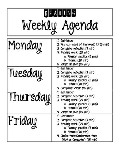 Reading Center Weekly Agenda by Rolling into 5th Grade | TPT Savvas Reading, Homeschool 4th Grade, Homeschool Daily Schedule, Special Education Classroom Setup, Weekly Homework, Weekly Workout Schedule, Reading Center, Fluency Practice, Weekly Agenda