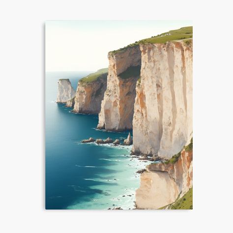 Watercolour Cliffs, White Cliffs Of Dover Painting, Watercolor Cliff, Painting Cliffs, Cliffs Painting, Cliff Painting, Cliffs Tattoo, White Cliffs Of Dover, Siding Paint