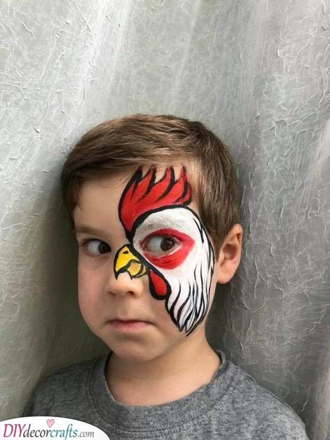 An Awesome Rooster - Face Painting for Kids Facepainting Ideas Kids, Animals Face Painting, Easter Face Paint, Face Painting Ideas For Kids, Carnaval Make-up, Face Painting For Kids, Animal Face Paintings, Face Painting For Boys, Painting Ideas For Kids