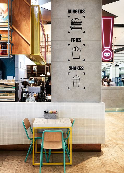 Wall Design Restaurant, Burger Restaurant Design, Coffee Signage, Burger Restaurant, Design Restaurant, Burger Bar, Cafe Wall, Cafe Interior Design, Cafe Shop