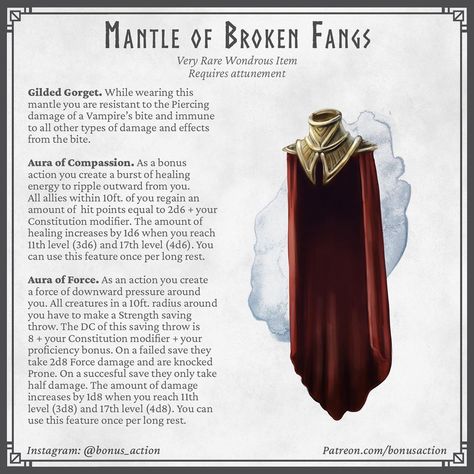 Tim on Instagram: “Happy monday everyone :) here’s another cloak for your vampire slaying adventurer. I got to admit that I was inspired by Castlevania’s…” Dnd Magic Cloak, Dnd Cloak Item, Dnd Magic Armor, Magical Equipment, Dnd Desert, Torso Armor, Homebrew Items, Magic Armor, Dnd Stats