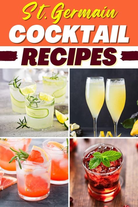 Try these St. Germain cocktail recipes to impress your guests with your fancy bartending skills! From gimlets to margaritas to sangria, this tasty liqueur is such a treat. St Germaine, Cocktail Recipes Grenadine, St Germain Spritz, Cocktails With St Germain Vodka, St Germaine Cocktails, At Germain Cocktails, Cocktails With St Germain, St Germain Cocktails, St Germain Cocktail Recipes