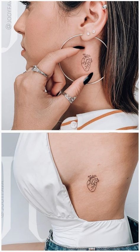 Anatomy Heart Tattoo, Heart Anatomy Tattoo, Heart Tattoo Behind Ear, Real Heart Tattoos, 3 Hearts Tattoo, Two Hearts Tattoo, Realistic Heart Tattoo, Heart Tattoo Ankle, Little Heart Tattoos