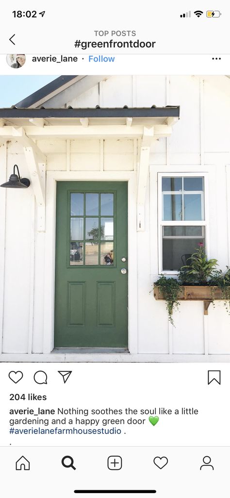 Behr scallion / exterior satin Green Front Doors, Behr Paint, New Home Designs, Paint Colors For Home, House Inspo, First Home, Future House, House Painting, Home Bedroom