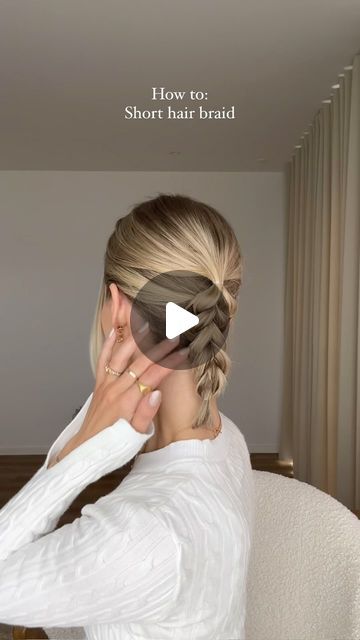 Amanda Sand on Instagram: "Dragon braids are perfect for short hair girlies as it’s the only way your hair won’t fall out after two seconds. Already shared this hairstyle on TikTok but wanted to share it here as well🫶🏼 do you like it?" Short Hair Braid Hack, Messy Short Hair Updo, Short Hair Half Up Styles, How To Braid Your Own Short Hair, Braiding For Short Hair, Braid For Short Hair Easy, Dragon Braid Short Hair, Braid In Short Hair, French Braids For Short Hair