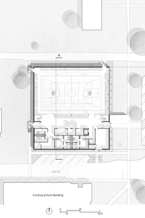 Yellow accents brighten Lone Tree Wellness Center by Neumann Monson Middle School Floor Plan, Gym Architecture Design, Sports Center Architecture, Bubble Diagram Architecture, School Floor Plan, Yellow Accent Walls, Bubble Diagram, School Hall, Sport Center