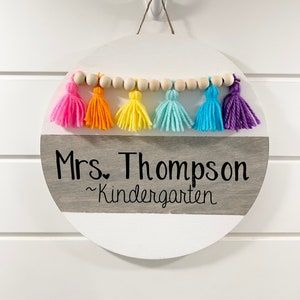 Teacher Door Sign | Etsy Classroom Neutral, Camp Classroom, Teacher Classroom Sign, Classroom Door Sign, Teacher Door Sign, Teacher Door Hanger, Handmade Teacher Gifts, Teacher Wreaths, Neutral Classroom