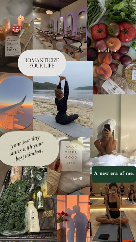 Vision Board Collage, Vision Board Themes, Romanticize Your Life, Vision Board Examples, Fitness Vision Board, My Daily Routine, My Morning Routine, Vision Board Wallpaper, Vision Board Images