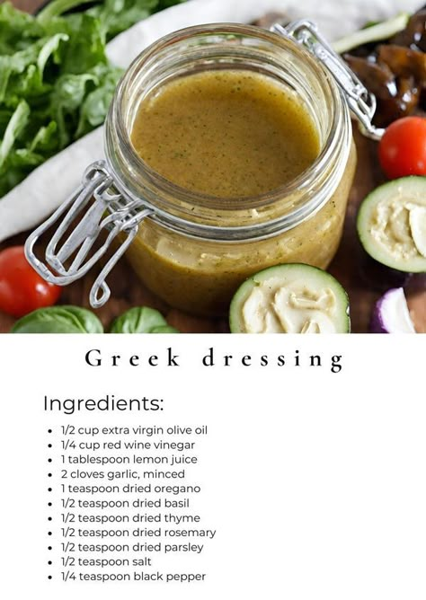 Tasty Cooking Greek Salad Dressing Recipe, Homemade Greek Dressing, Easy Salad Dressing Recipes, Greek Vinaigrette, Salad Dressing Recipes Healthy, Greek Dressing, Greek Salad Dressing, Easy Salad Dressing, Greek Salad Recipes