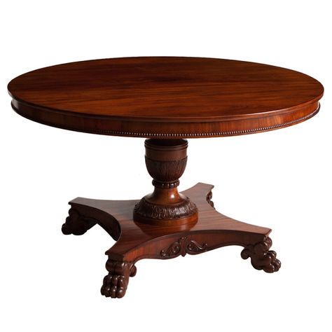 Round Center Pedestal Table in Mahogany, Northern Europe, c. 1850 Interior Design Neoclassical, Regency Table, Fine Antique Furniture, Center Tables, Colonial Furniture, Antique French Furniture, Foyer Table, Victorian Furniture, Period Furniture