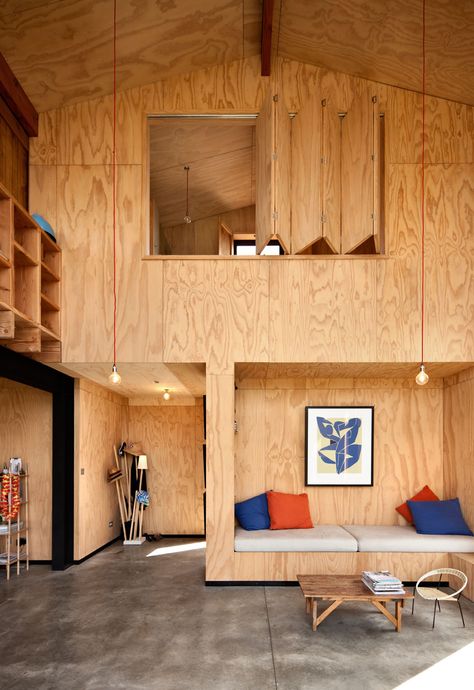 Minecraft Hus, Plywood House, Plywood Interior, Plywood Walls, Casa Container, Brown Interior, Tiny House Cabin, House Doors, Wood Interiors