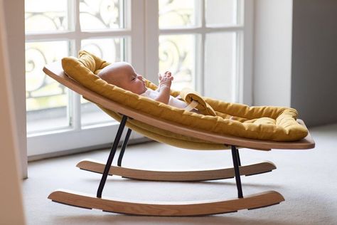 Baby rocker by Quax Find the brand at Kids Interiors Best Baby Rocker, Bench Design Outdoor, Childrens Furniture Design, Best Baby Bouncer, Baby Crib Designs, Cozy Baby Room, Crib Design, Wooden Rocker, Rock Bed