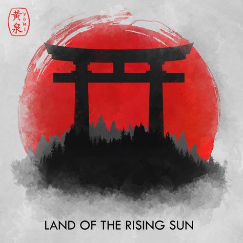 Landscapes Japan, Rising Sun Tattoos, Band Covers, Sun Silhouette, Traditional Japanese Architecture, Land Of The Rising Sun, Cross Tattoo For Men, Famous Waterfalls, Sun Tattoos