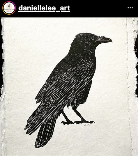 Lino Printmaking, Crow Tattoos, Collagraph Printmaking, Linoleum Print, Lino Art, Hand Carved Stamps, Raven Art, Linocut Art, Dark Tattoo