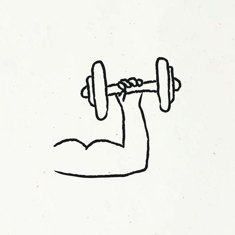 Lifting a dumbbell doodle style vector | free image by rawpixel.com / marinemynt Gym Doodle Art, Gym Doodles, Cartoon Workout, Tiger Attitude, Tiger Quotes, Gym Cake, Doodle Journal, Planner Doodles, Doodle Paint