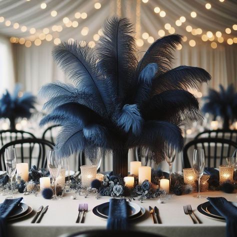 Transform Your Tablescape: A Guide to Using Ostrich Feathers for Centerpieces Feather Centerpiece Wedding, Feather Arrangements, Ostrich Feather Centerpieces, Gatsby Gala, Banquet Centerpieces, Centerpieces Ideas, Feather Centerpieces, Denim And Diamonds, Feather Wedding