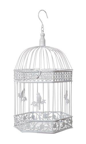 13/16/20" Metal Hexagon Bird Cage White- Gandgwebstore.com Hufflepuff Room, Open Bird Cage, Huge Bird Cage, Bird Cage Vintage, Pet Bird Aesthetic Cage, Ornate Bird Cage, Birdcages, Goldfinch, White Bird