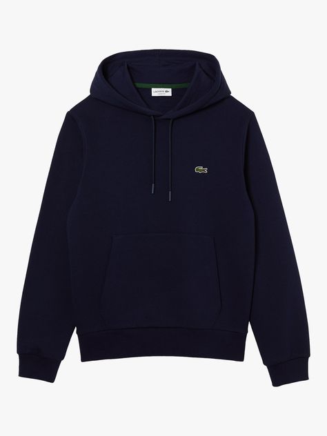 Effortlessly bridging the gap between comfort and style, this cotton blend hoodie by Lacoste features a drawstring neckline and full-length sleeves. Kept minimally detailed, it'll make a fine addition to your casual separates. Mens Fleece Hoodie, Lacoste Men, Mens Fleece, Cotton Hoodie, Cotton Fleece, Fleece Hoodie, Jeans Style, Pullover Styling, Sweater Hoodie