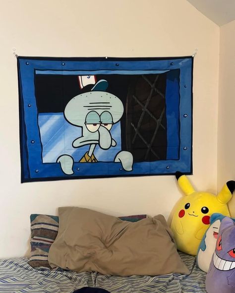 Staring Out The Window, Squidward Tentacles, Cute Canvas Paintings, Easy Canvas Art, Canvas Painting Designs, Cute Canvas, Small Canvas Art, Printing Machine, Diy Canvas Art Painting