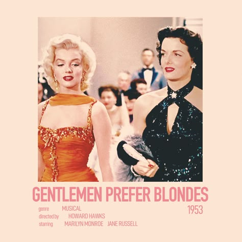 minimalist movie polaroid poster for gentlemen prefer blondes ♡ Gentleman Prefer Blondes Movie Poster, Gentlemen Prefer Blondes Poster, Men Prefer Blondes, 777 Art, Blonde Movie, Tv Posters, Polaroid Posters, Movies List, Gentlemen Prefer Blondes