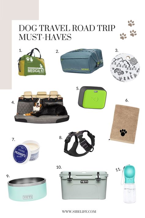 These dog travel essentials and dog travel accessories that are insanely important when traveling with your dog. Travel Dog Accessories, Road Trip Essentials With Dogs, Pet Travel Essentials, Dog Beach Essentials, Dog Essentials List, Dog Road Trip, Dog Travel Essentials, Beach Trip Packing List, Beach Trip Packing