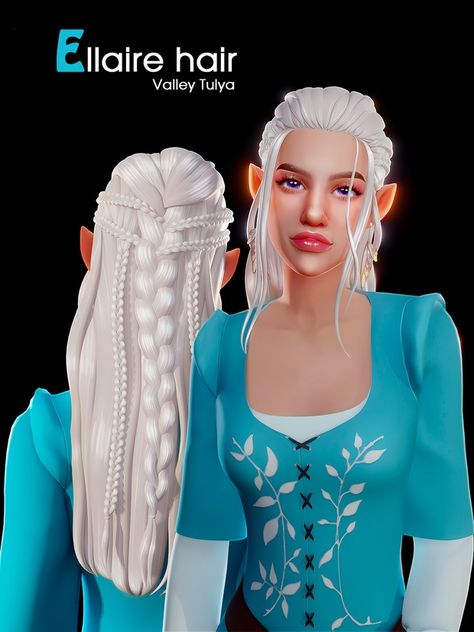 Sims 4 Long Hair Cc, Sims 4 Long Hair, Elven Hairstyles, Targaryen Hair, Elf Hair, Medieval Hairstyles, Sims Medieval, Pelo Sims, Fairy Hair