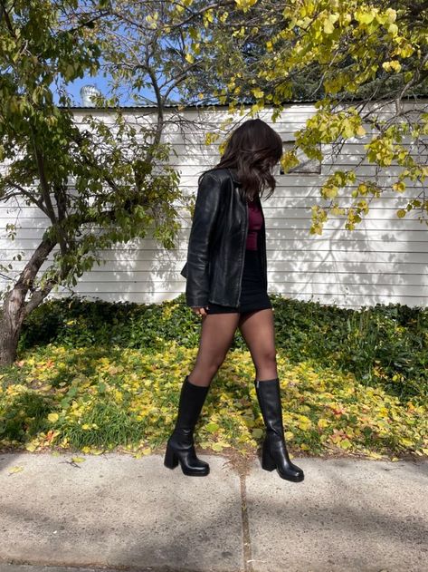 Rockstar Outfit For Women Plus Size, Witchy Fits Aesthetic, Black Knee High Boots Outfit Spring, Romantic Witchy Outfits, Tall Boot Fall Outfits, Witchy Concert Outfits, 2000s Corporate Aesthetic, Fall Aesthetic Outfit Grunge, Lily Chapman