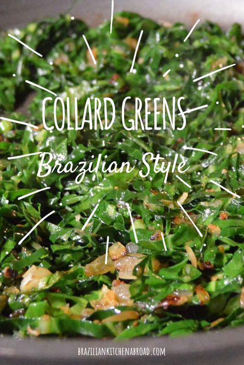 Easy Collard Greens, Easy Collard Greens Recipe, Greens With Bacon, Collard Greens Salad, Collard Greens With Bacon, Food Authentic, Brazilian Recipes, Collard Greens Recipe, Brazilian Dishes