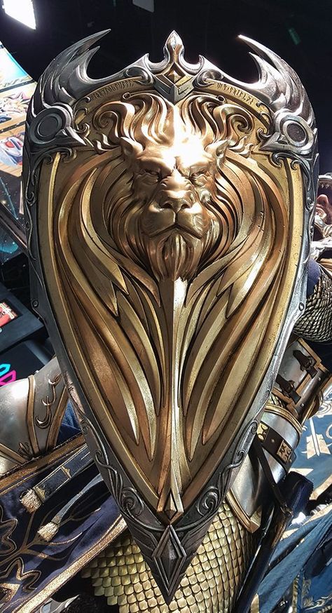 Female Armor, 3d Cnc, Cosplay Armor, 다크 판타지, Cool Swords, Medieval Armor, Lion Art, Shield Design, Wow Art