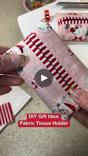 87K views · 1.5K reactions | Make a Tissue Holder with Simply Eilene | Make an easy holiday gift with Ambassador Simply Eilene! This Tissue Holder can be sewn in minutes and is practical and portable for anyone on your list. | By Husqvarna Viking North America | Facebook Tissue Holders To Sew, Sewn Tissue Holder, Simply Eilene, Simple Holiday Gifts, Homemade Bags, Sewing Videos, Christmas Sewing Projects, Sewing Projects Free, Sewing Circles