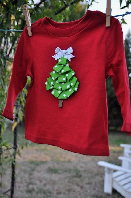 actual instructions for ribbon christmas tree tee Diy Christmas Shirts, Christmas Tree Crochet, Ribbon Christmas Tree, Tree Crochet, Diy Ugly Christmas Sweater, Ribbon Christmas, Christmas Tree Shirt, Xmas Sweater, Tree Shirt