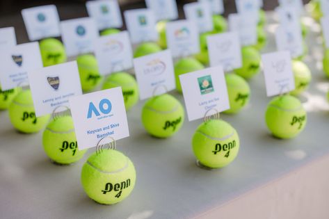 Tennis Wedding Decorations, Tennis Event Ideas, Tennis Wedding Theme, Tennis Themed Party, Tennis Bar, Tennis Decorations, Tennis Decor, Bar Mitzvah Decorations, Tennis Birthday Party