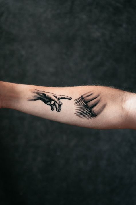 Rod And Staff Tattoo, Tattoo Of Hands Reaching, Christian Hand Tattoos For Guys, Shofar Tattoo, Biblical Hand Tattoos, Hem Of His Garment Tattoo, Biblical Sleeve Tattoos Women, Goodness Of God Tattoo, Talitha Cumi Tattoo