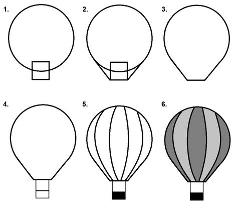 Hot Air Balloon step-by-step tutorial. How To Draw Hot Air Balloon Step By Step, Easy Hot Air Balloon Drawing, How To Draw A Hot Air Balloon Easy, Hot Air Balloon Line Art, How To Draw Hot Air Balloon, Drawing Hot Air Balloons, Hot Air Balloon Drawing Simple, Hot Air Balloon Doodle, Ballon Drawing