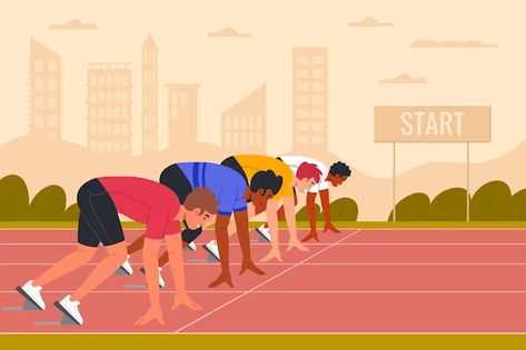 Running Illustration, File Decoration, Running Competition, School Illustration, Running Race, Starting Line, Event Poster Design, Steps Design, Sport Illustration