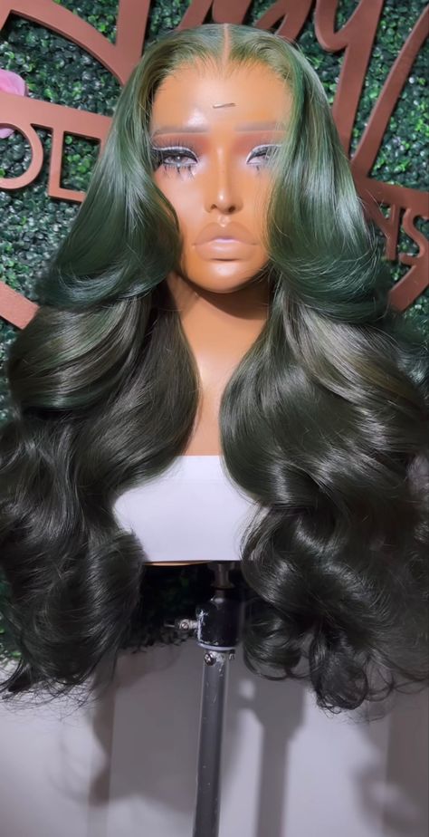 Lil Bit Collections Wigs, Lilbit Collections, Coloured Wigs, Customized Wigs, Melanin Hairstyles, Ombré Wig, Black And Green Hair, Colored Hairstyles, Exotic Hair